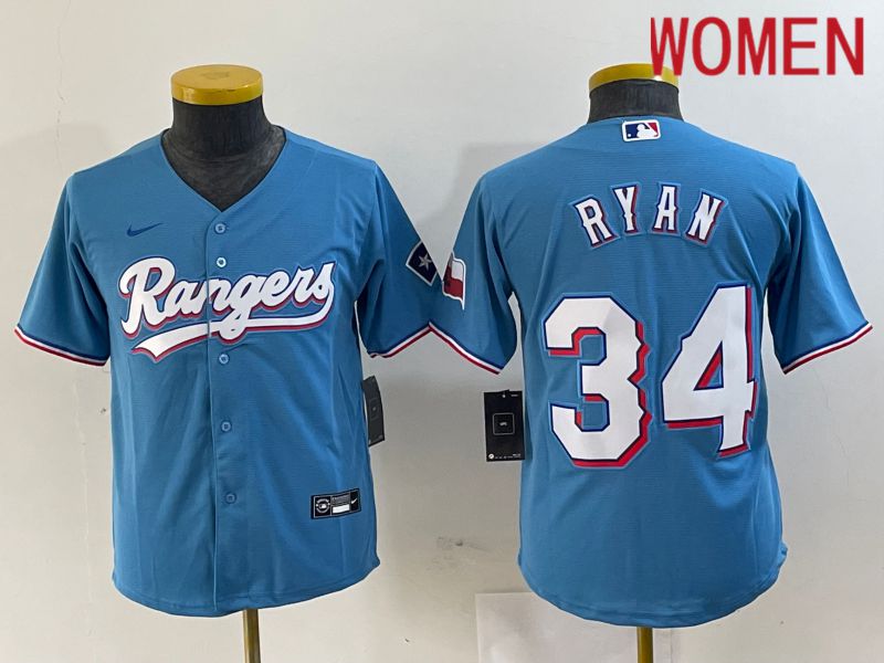 Women Texas Rangers 34 Ryan Blue Game Nike 2024 MLB Jersey style 1